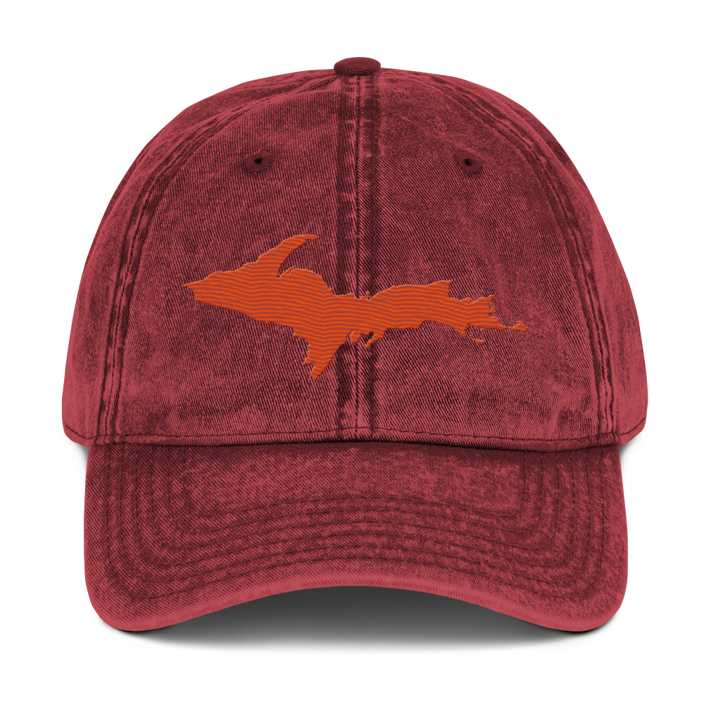 Upper Peninsula Vintage Baseball Cap | Maple Leaf Orange