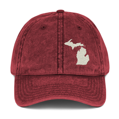 Michigan Vintage Baseball Cap | Ivory White Outline