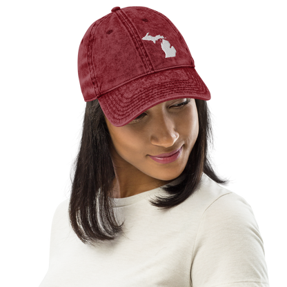 Michigan Vintage Baseball Cap | White Outline