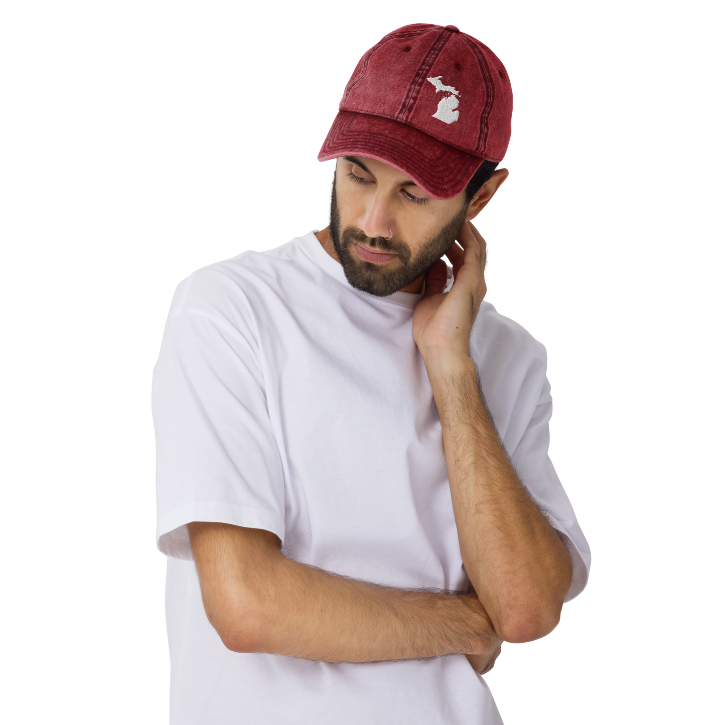 Michigan Vintage Baseball Cap | White Outline