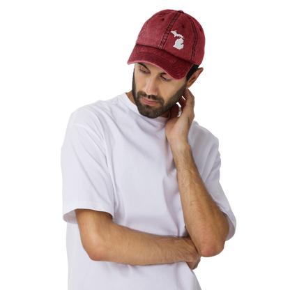 Michigan Vintage Baseball Cap | White Outline