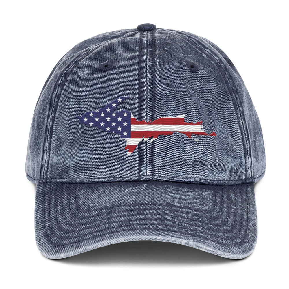 Michigan Upper Peninsula Vintage Baseball Cap (Patriot Edition)