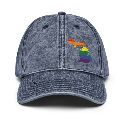 Michigan Vintage Baseball Cap (Rainbow Pride Edition)