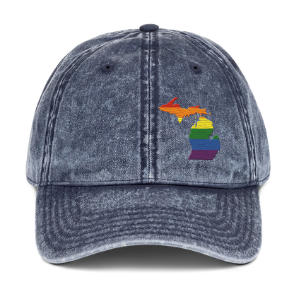 Michigan Vintage Baseball Cap (Rainbow Pride Edition)