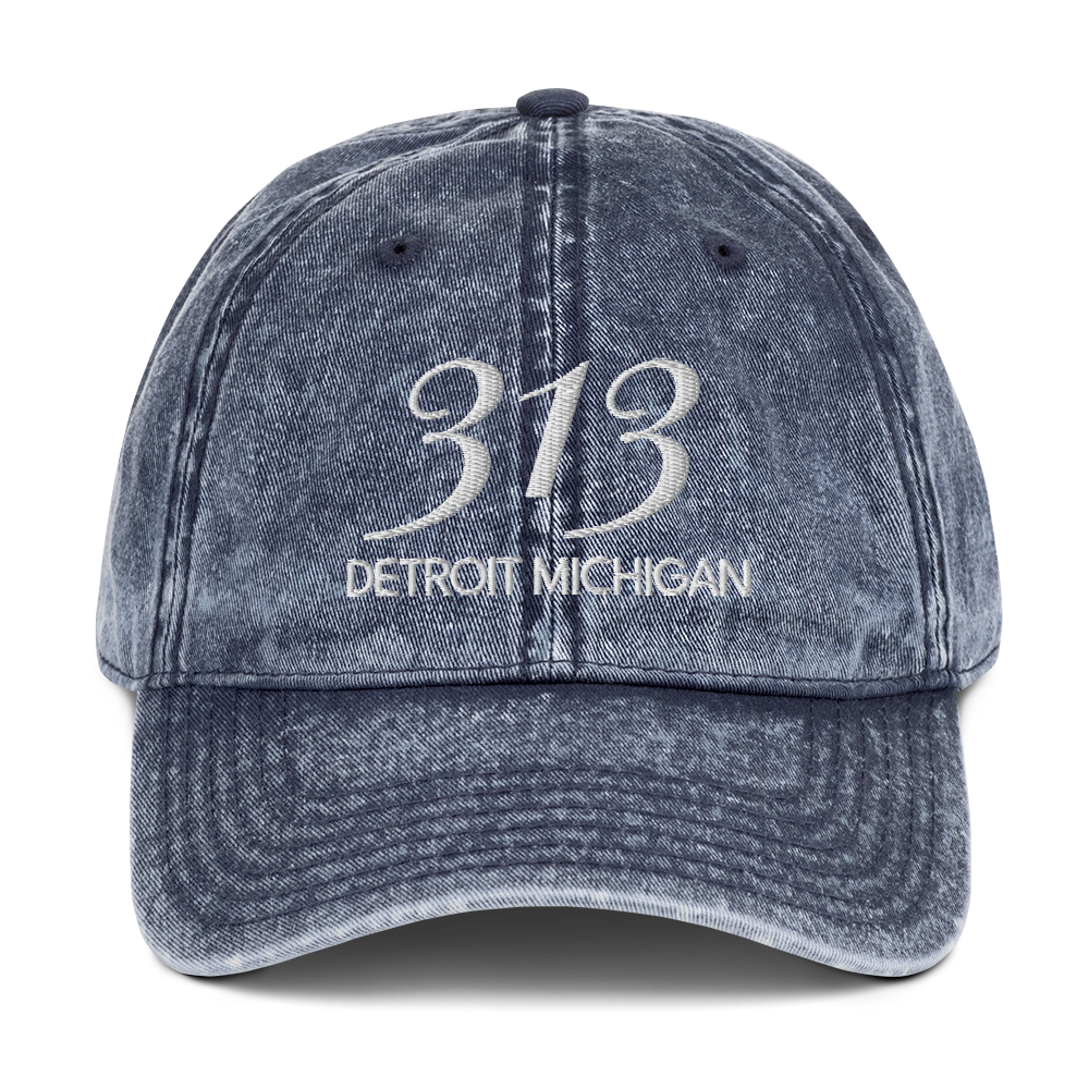 '313 Detroit Michigan' Vintage Baseball Cap