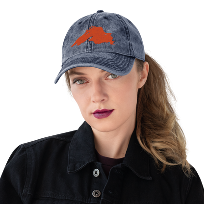 Lake Superior Vintage Baseball Cap | Maple Leaf Orange