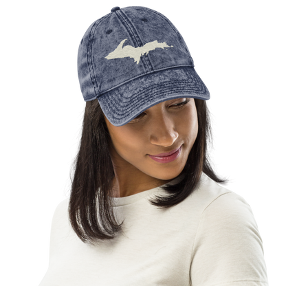 Upper Peninsula Vintage Baseball Cap | Ivory White