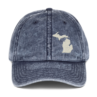 Michigan Vintage Baseball Cap | Ivory White Outline