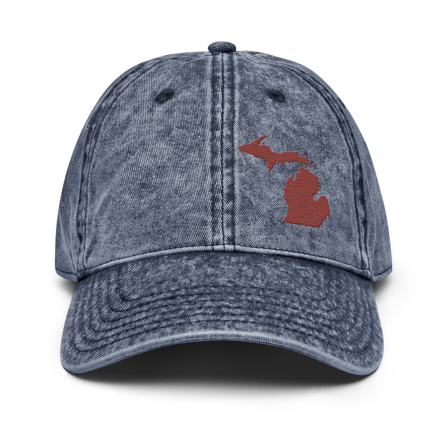 Michigan Vintage Baseball Cap | Ore Dock Red Outline