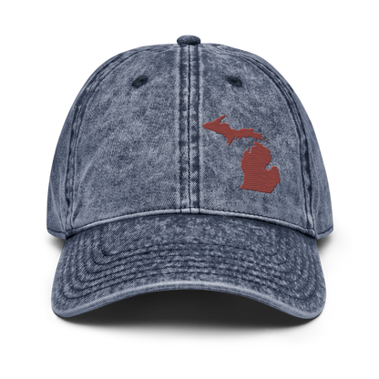 Michigan Vintage Baseball Cap | Ore Dock Red Outline