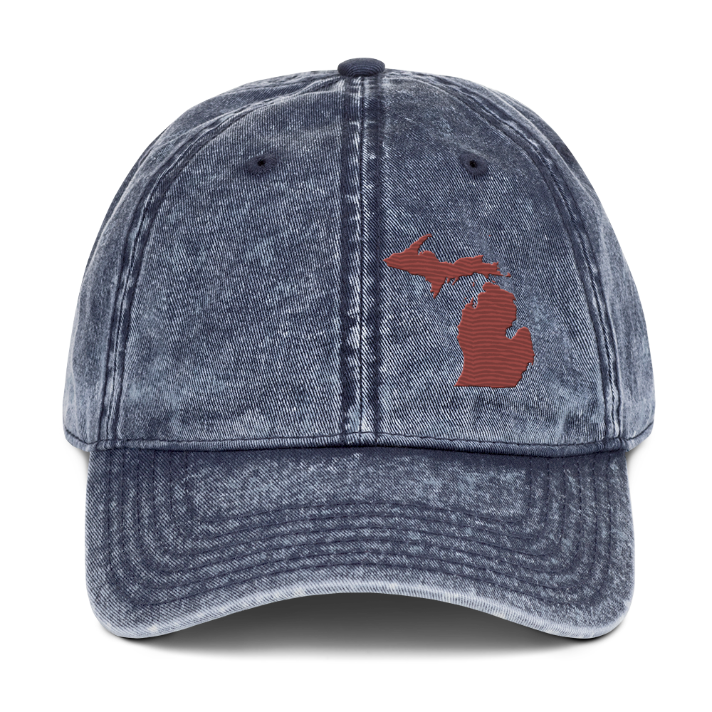 Michigan Vintage Baseball Cap | Ore Dock Red Outline