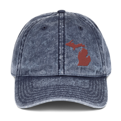 Michigan Vintage Baseball Cap | Ore Dock Red Outline