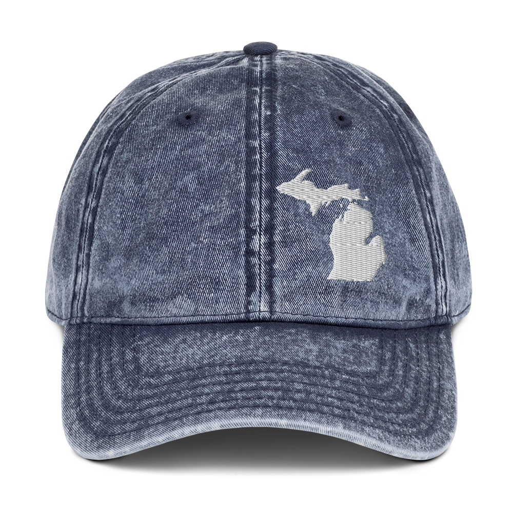 Michigan Vintage Baseball Cap | White Outline