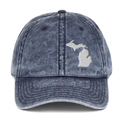 Michigan Vintage Baseball Cap | White Outline