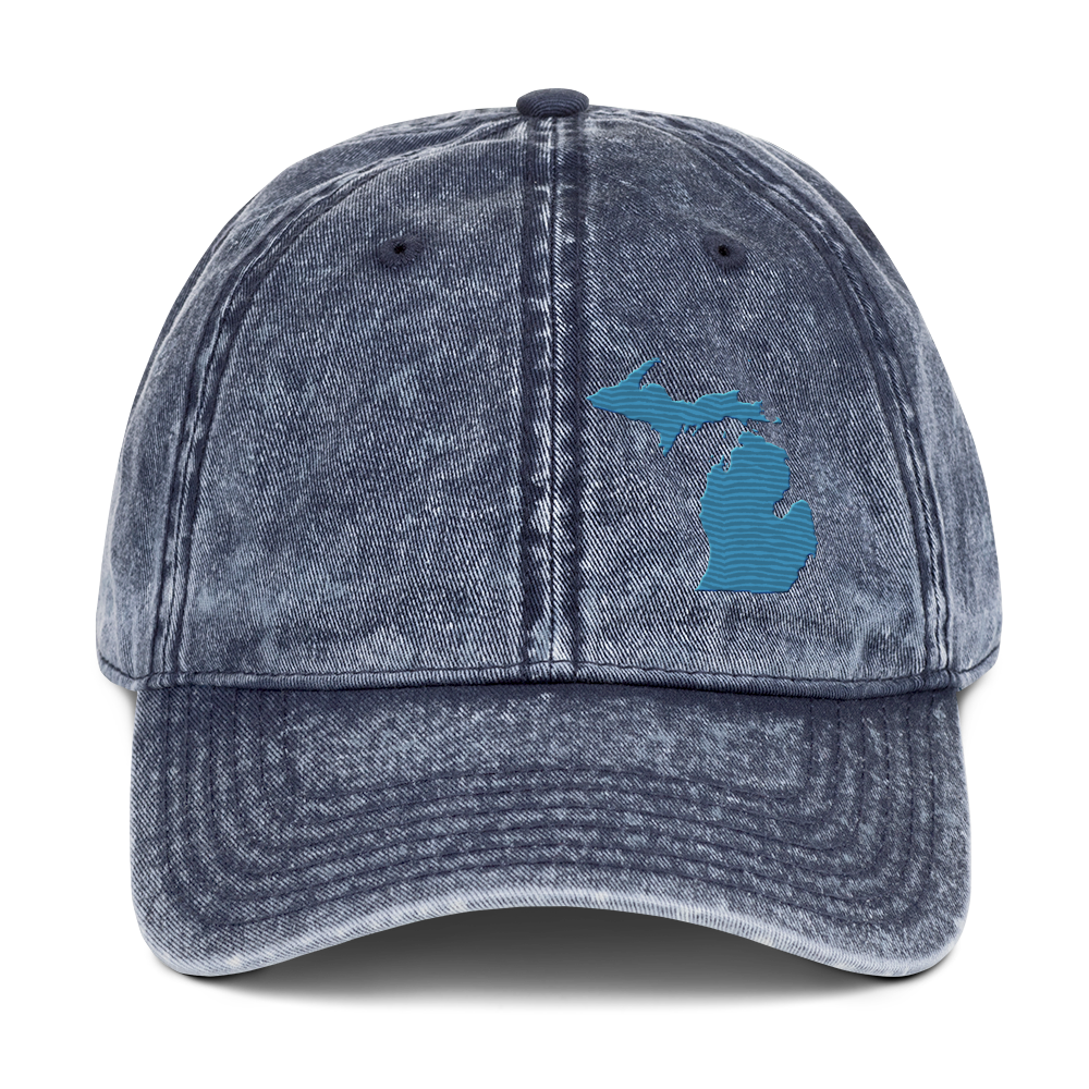 Michigan Vintage Baseball Cap | Traverse Blue Outline