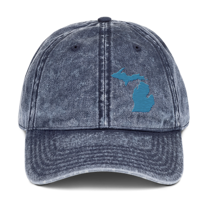 Michigan Vintage Baseball Cap | Traverse Blue Outline