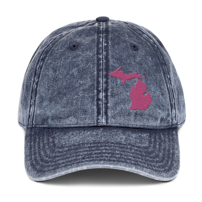 Michigan Vintage Baseball Caps | Apple Blossom Pink Outline