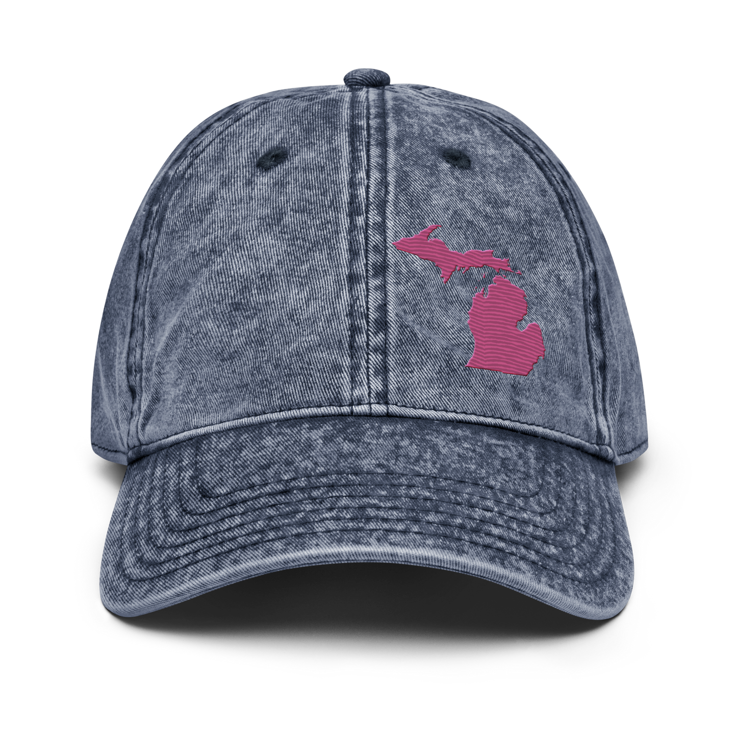 Michigan Vintage Baseball Caps | Apple Blossom Pink Outline