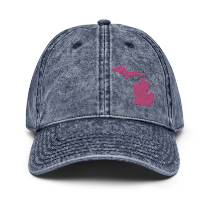 Michigan Vintage Baseball Caps | Apple Blossom Pink Outline