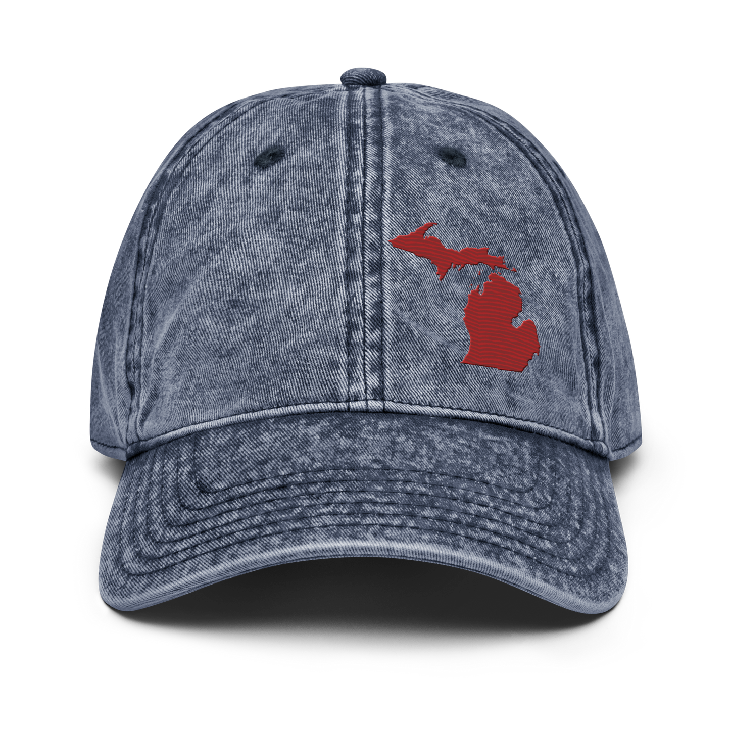 Michigan Vintage Baseball Caps | Thimbleberry Red Outline