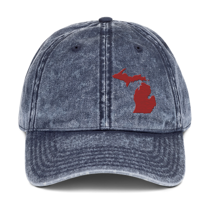 Michigan Vintage Baseball Caps | Thimbleberry Red Outline