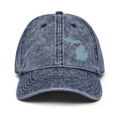 Michigan Vintage Baseball Caps | Opal Blue Outline