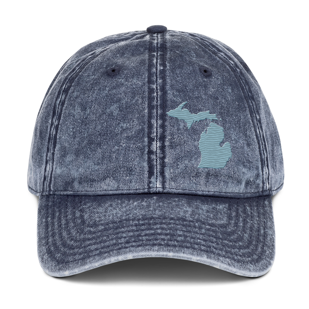 Michigan Vintage Baseball Caps | Opal Blue Outline