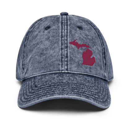 Michigan Vintage Baseball Caps | Ruby Red Outline