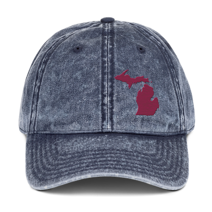 Michigan Vintage Baseball Caps | Ruby Red Outline