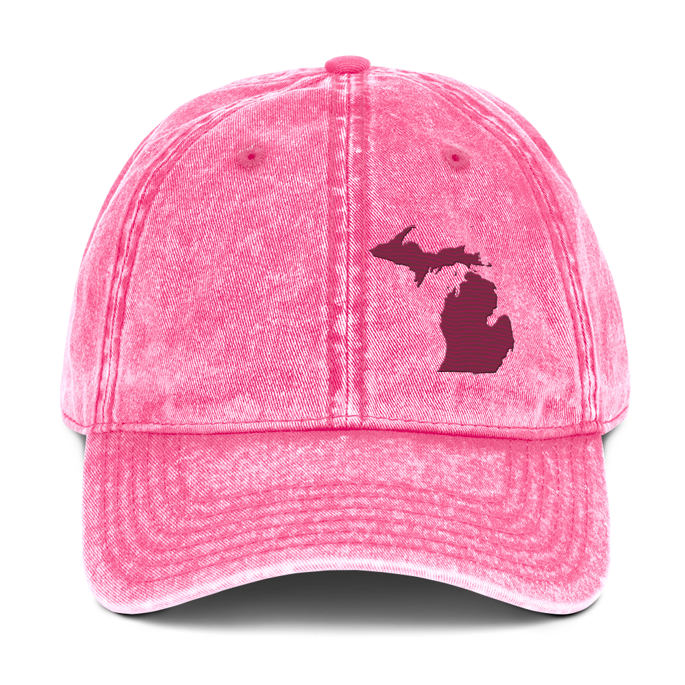 Michigan Vintage Baseball Caps | Ruby Red Outline