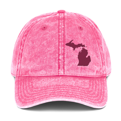 Michigan Vintage Baseball Caps | Ruby Red Outline