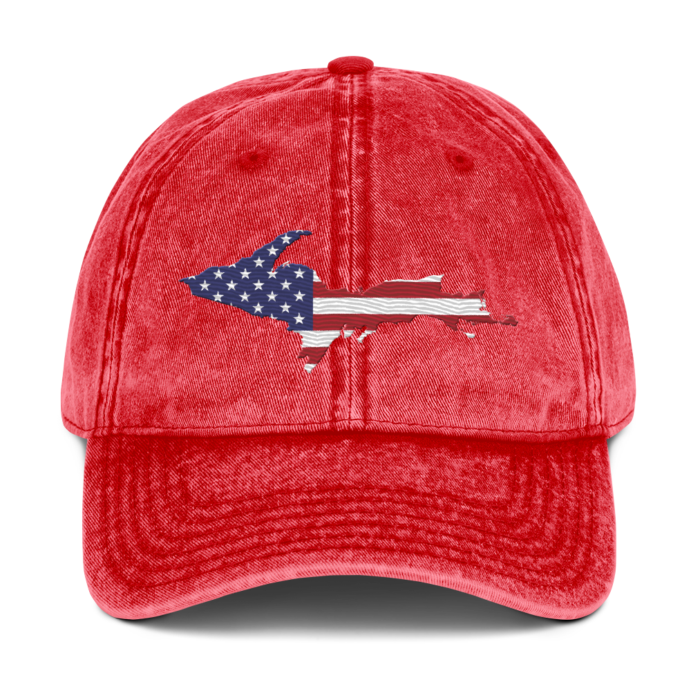 Michigan Upper Peninsula Vintage Baseball Cap (Patriot Edition)