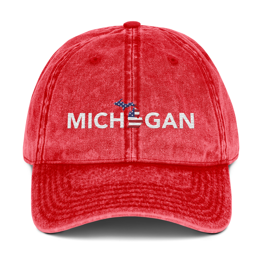 'Michigan' Vintage Baseball Cap (Sans Font Patriot Edition)