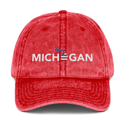 'Michigan' Vintage Baseball Cap (Sans Font Patriot Edition)