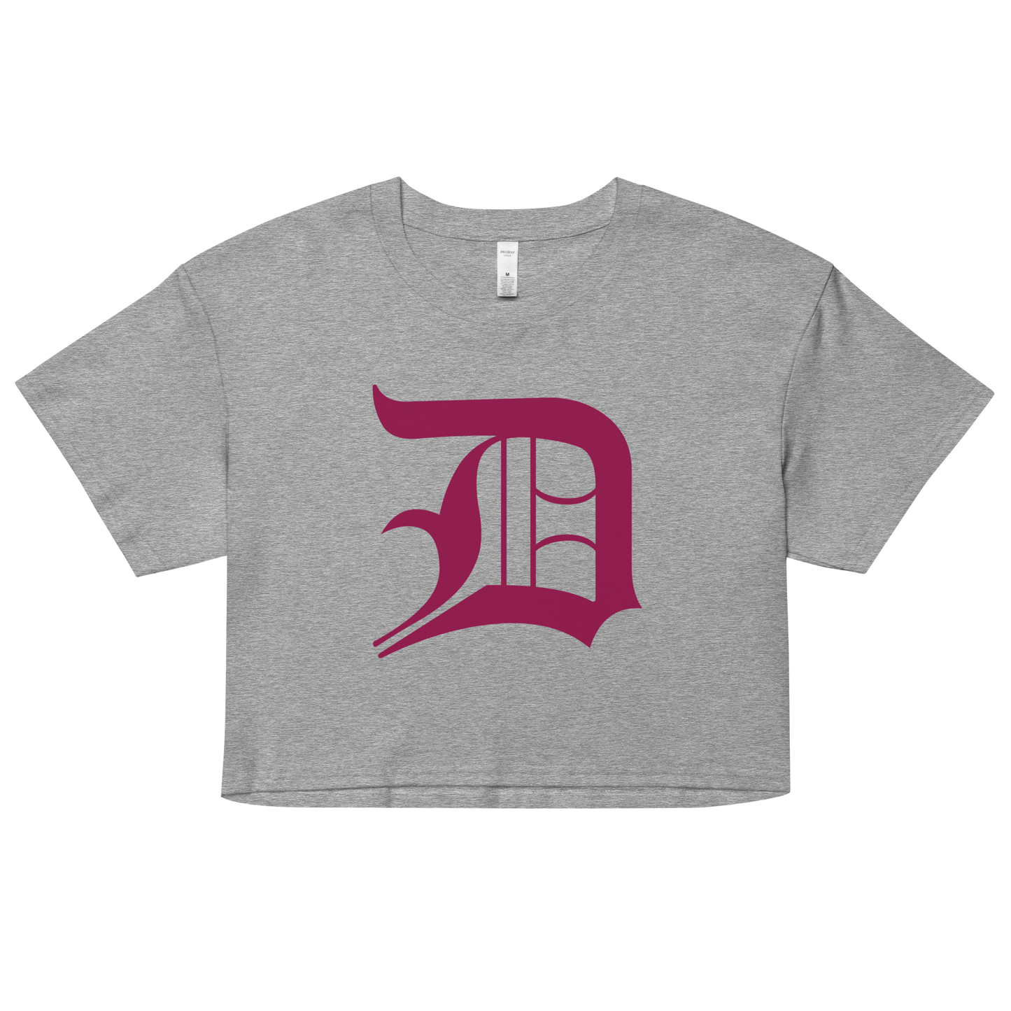 Detroit 'Old English D' Relaxed Crop Top (Ruby Red)