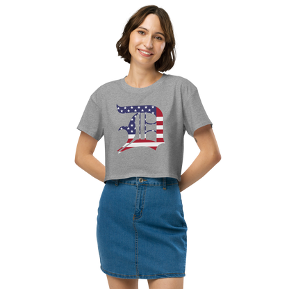 Detroit 'Old English D' Relaxed Crop Top (Patriotic Edition)