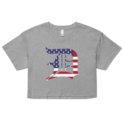 Detroit 'Old English D' Relaxed Crop Top (Patriotic Edition)