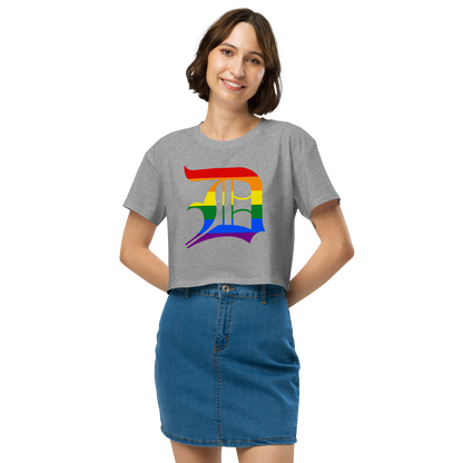 Detroit 'Old English D' Relaxed Crop Top (Rainbow Pride Edition)