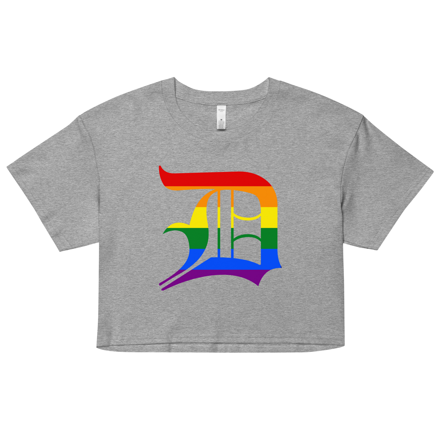 Detroit 'Old English D' Relaxed Crop Top (Rainbow Pride Edition)