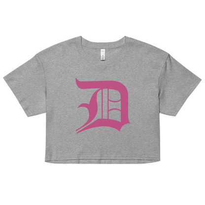 Detroit 'Old English D' Relaxed Crop Top (Apple Blossom Pink)