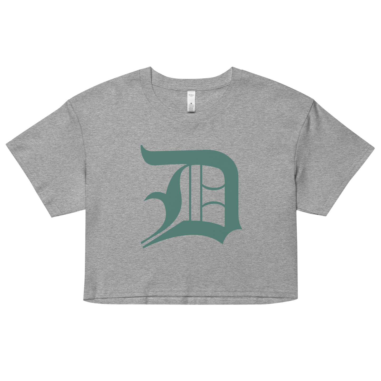 Detroit 'Old English D' Relaxed Crop Top (Copper Green)