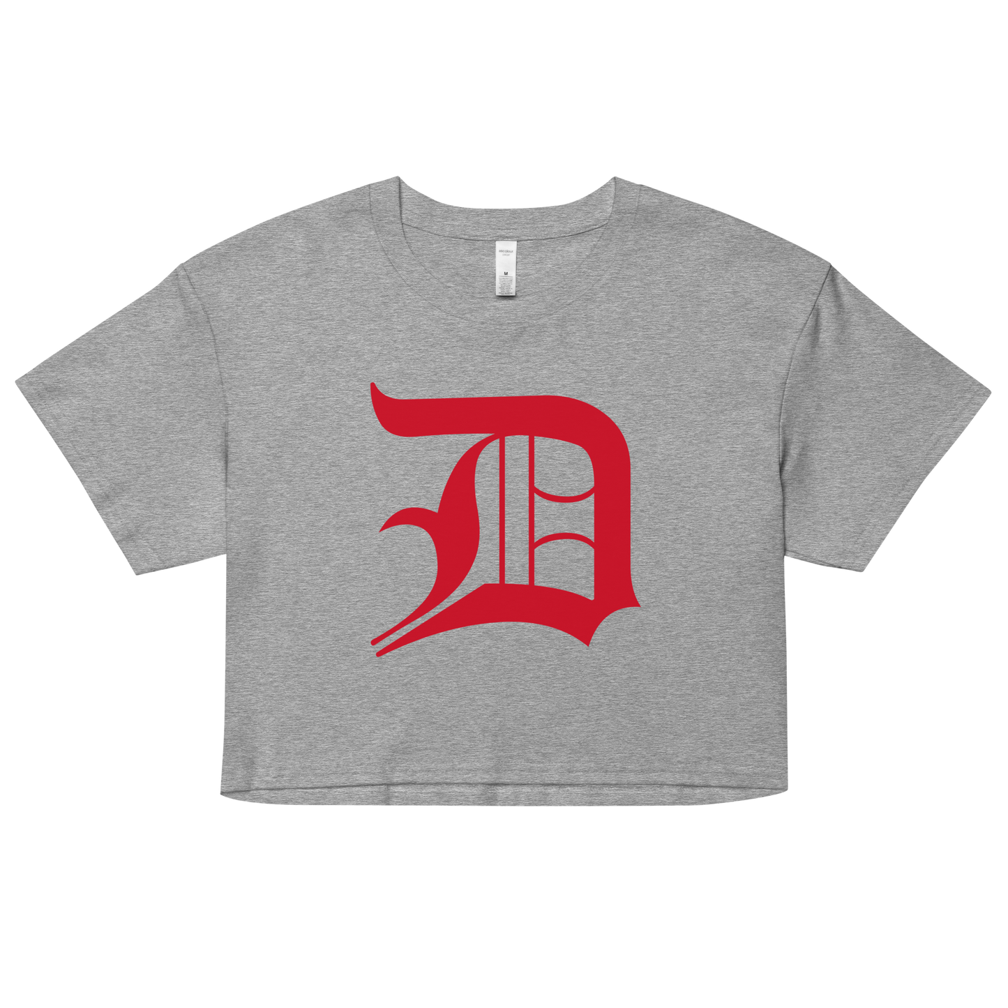 Detroit 'Old English D' Relaxed Crop Top (Aliform Red)