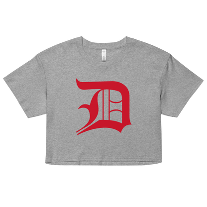 Detroit 'Old English D' Relaxed Crop Top (Aliform Red)