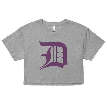 Detroit 'Old English D' Relaxed Crop Top (Plum)