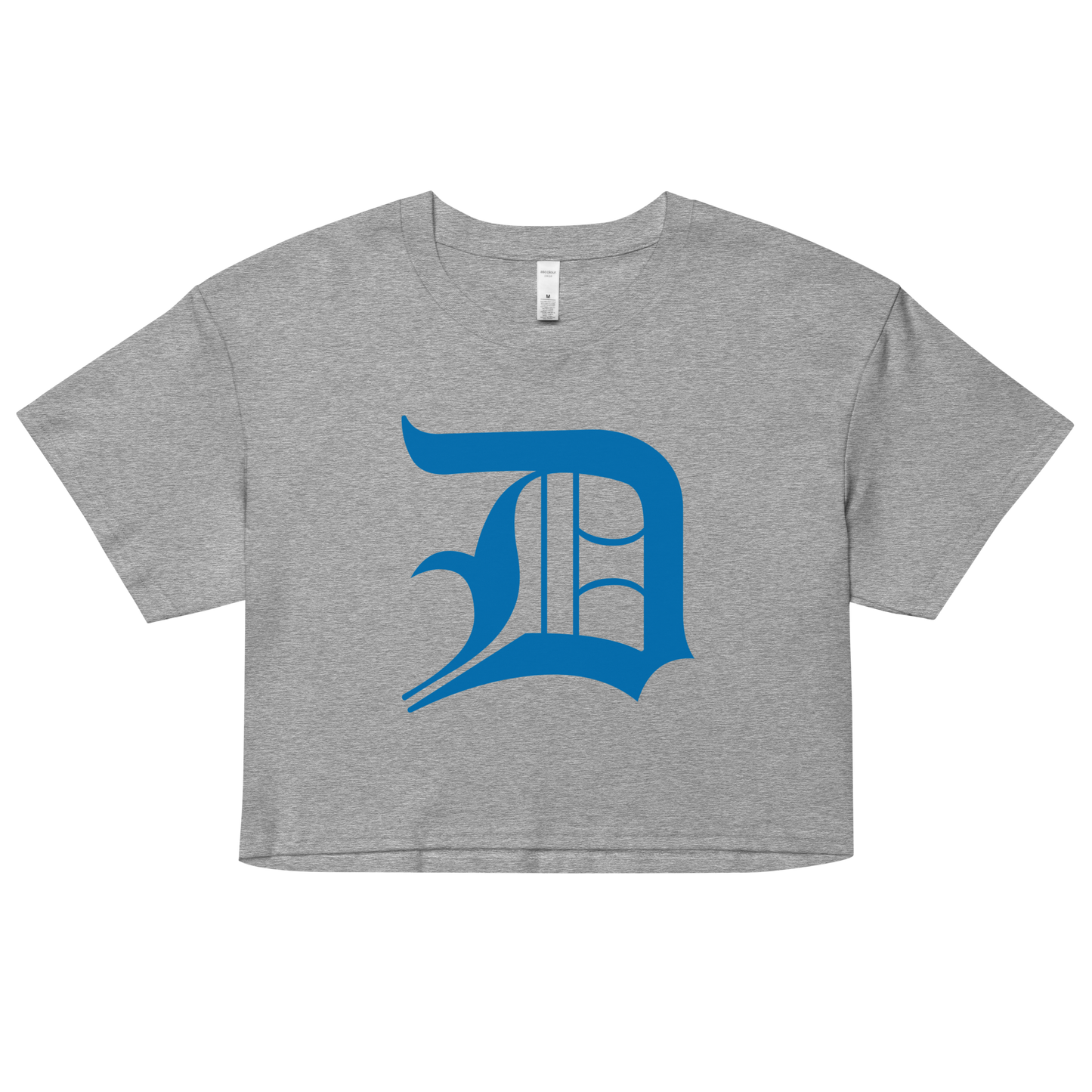 Detroit 'Old English D' Relaxed Crop Top (Azure)