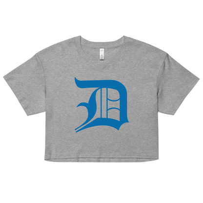 Detroit 'Old English D' Relaxed Crop Top (Azure)