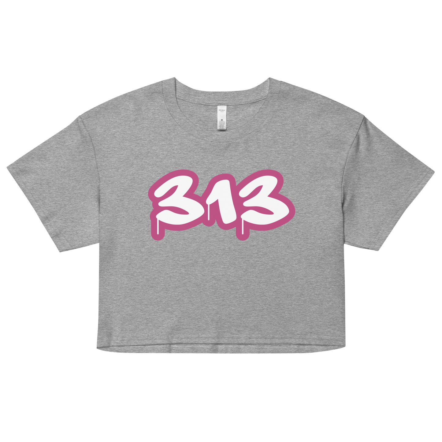 Detroit '313' Relaxed Crop Top (Apple Blossom Pink)