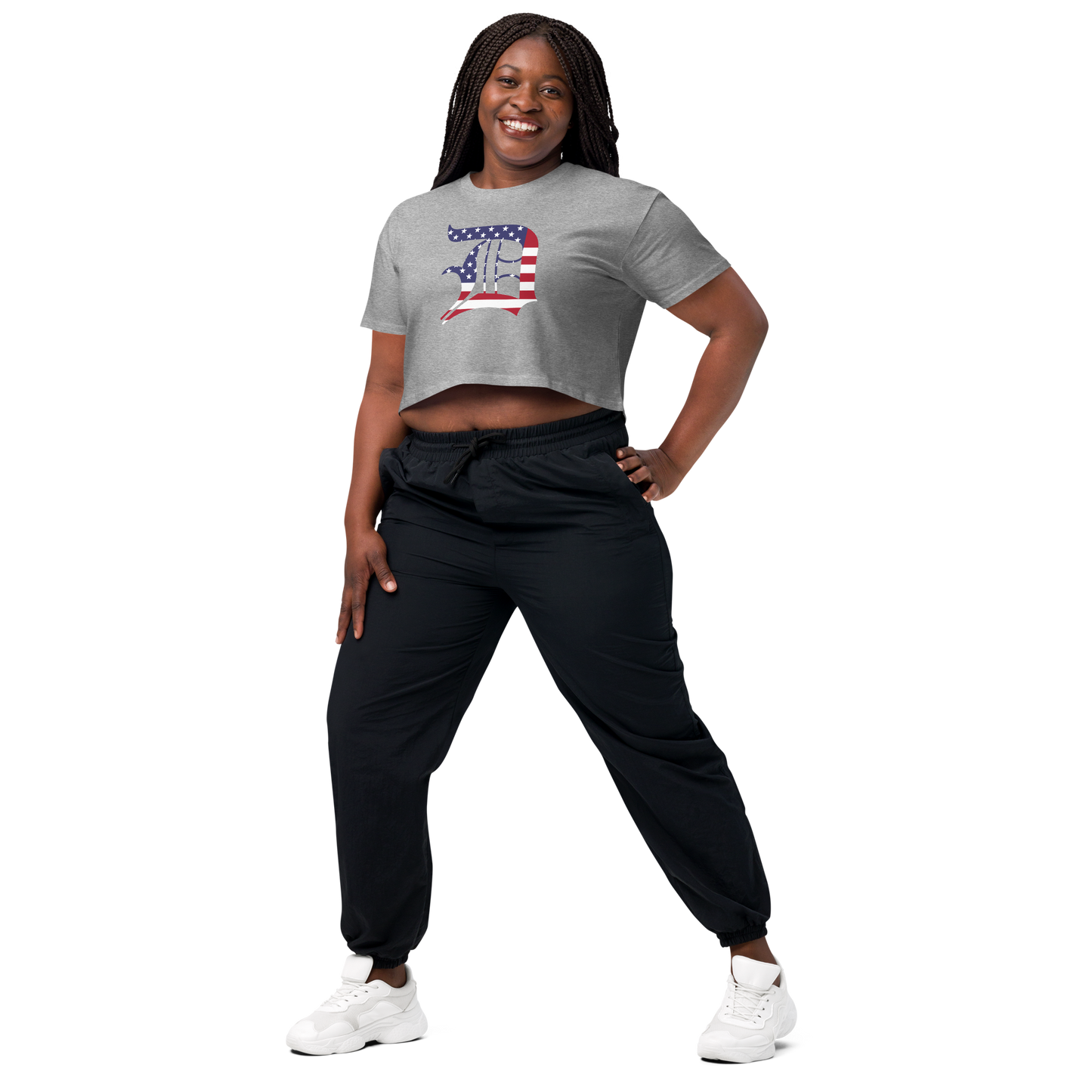 Detroit 'Old English D' Relaxed Crop Top (Patriotic Edition)