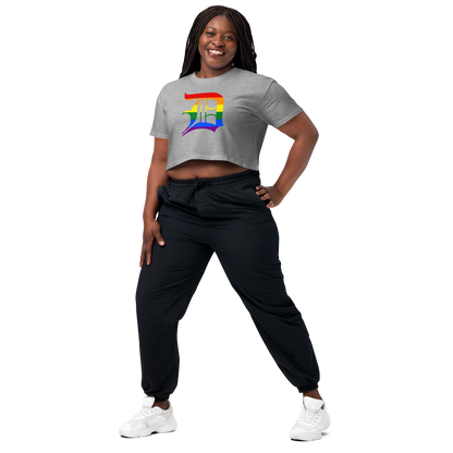 Detroit 'Old English D' Relaxed Crop Top (Rainbow Pride Edition)