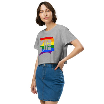 Detroit 'Old English D' Relaxed Crop Top (Rainbow Pride Edition)